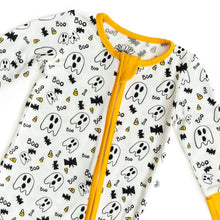 Load image into Gallery viewer, Orange Trim Halloween Zip Onesie
