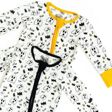 Load image into Gallery viewer, Black Trim Halloween Zip Onesie
