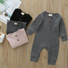 Load image into Gallery viewer, Infant Baby Boy Girl Cotton Romper Knitted Ribbed Jumpsuit Solid Clothes Warm Outfit For Kids
