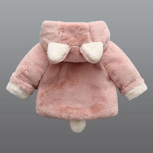 Load image into Gallery viewer, Baby Girl Einter Jacket Girl Cute Rabbit HoodedJacket Children's Wool Sweater Plus Thick Warm Plush For Kids
