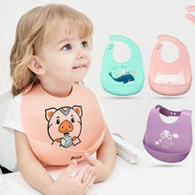 Load image into Gallery viewer, Colorful Baby Stuff Waterproof Silicone Bib Feeding Baby Cartoon Aprons Adjustable Bibs Burp Cloths

