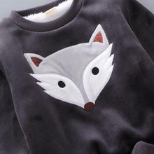 Load image into Gallery viewer, Baby Clothes Winter Thick And Warm Three-piece Cartoon Bear And Fox Printed Sweater Hooded Baby Girl Clothing Set Sweater and Pants

