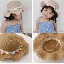 Load image into Gallery viewer, Luxury Baby Lady Girl Summer Straw Sun Handmade Beach Hat In elegant Modern Deign For Kids
