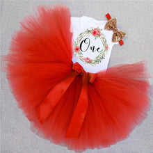 Load image into Gallery viewer, Luxury Modern Baby Girl First 1st Birthday Party Dress Cute Pink Tutu Cake Outfits For Birthday Party with Big Bow And Unicorn Design
