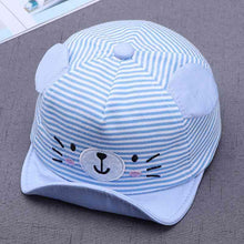 Load image into Gallery viewer, Cartoon Bear Baby Hat Cap Adjustable Baseball Cap Cute Striped Cotton Kids Sun Hat for Baby Boys
