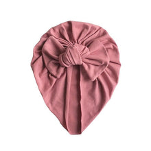 Load image into Gallery viewer, Handamde Elegant Baby Hats for Girls Big Bow Turban Hat Newborn  Baby Beanie Cap Solid Color Style
