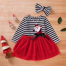 Load image into Gallery viewer, Newborn Baby Girls Long Sleeve Christmas Santa Striped  Skirt Dress Outfits Unique Design
