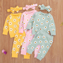 Load image into Gallery viewer, Newborn Baby Girl Two Pieces Set Long Sleeve Top Pant Headband Clothing Sets Perfect Gift For Kids

