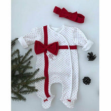 Load image into Gallery viewer, Newborn Girl Boy Autumn Santa Claus Long Sleeve Dot Bandage  Romper Jumpsuit Hat For Christmas Made For Girls and Boys

