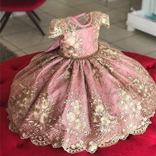 Load image into Gallery viewer, Handmade Luxury Princess Baby Girl 1 Year Birthday Dress Tutu First Christmas Party Cute Bow Dress Infant Modern Luxury Dress With Big Bow
