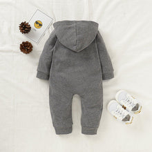 Load image into Gallery viewer, Newborn Clothing Solid Long Sleeve Hooded Button Pockets Romper Winter Warm Jumpsuit for Girls and Boys
