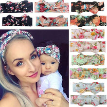 Load image into Gallery viewer, Mother &amp; Baby Headband for Girl Bow Hairband Floral Elastic Hair Bands Parent-Child Turban Hair Accessories Bow For Mother and daughter
