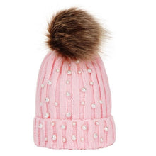 Load image into Gallery viewer, Luxury Baby Kids Pompom Newborn Baby Hat Cap Knitted Warm Hats With Rhinestone for Baby Girl/Boy Beanie Soft Toddler Hat
