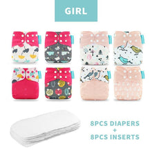 Load image into Gallery viewer, 4PCS/SET Washable Eco-friendly Diaper Ecological Adjustable Nappy Reusable Cloth Diapers Set For Baby and Kids
