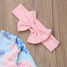 Load image into Gallery viewer, Modern Printed Newborn Baby Girl Romper Floral Jumpsuit Outfit Clothes Set With Bow In Elegant Modern Design

