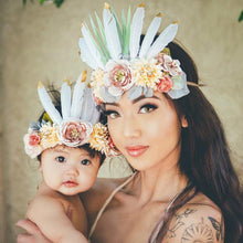 Load image into Gallery viewer, Luxury Modern Brazil Stlye Baby and Mother Feather Flower Headdress  Headwear European Flower Headband For Mother and Daughter

