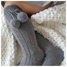 Load image into Gallery viewer, Luxury Modern Autumn Winter Baby Children Cherry Hair Ball Knee High Socks. Kid Cherry Knitted Sock For Kids
