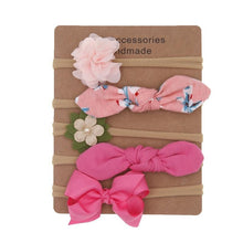 Load image into Gallery viewer, Handmade Set Baby Headband Solid Knot Flower Hair Bow Kids Nylon Elastic Soft Hair Bands Handmade For Girls Hair Accessories
