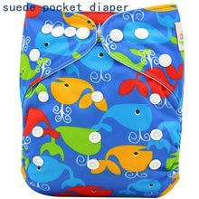 Load image into Gallery viewer, Newborn Cloth Diaper Sewed in Charcoal Bamboo Insert and Suede Pocket Diapers Waterproof Baby Nappies Design for Baby
