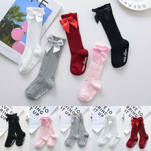 Load image into Gallery viewer, Baby Girls Big Bow 100% Cotton Knee High Long Soft Cotton Lace Baby Socks Bowknot Socks
