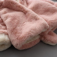 Load image into Gallery viewer, Baby Girl Einter Jacket Girl Cute Rabbit HoodedJacket Children's Wool Sweater Plus Thick Warm Plush For Kids
