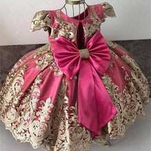 Load image into Gallery viewer, Handmade Luxury Princess Baby Girl 1 Year Birthday Dress Tutu First Christmas Party Cute Bow Dress Infant Modern Luxury Dress With Big Bow

