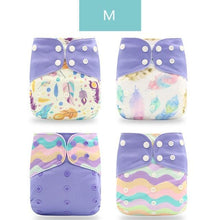 Load image into Gallery viewer, 4PCS/SET Washable Eco-friendly Diaper Ecological Adjustable Nappy Reusable Cloth Diapers Set For Baby and Kids
