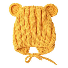 Load image into Gallery viewer, Luxury Modern Baby Knitted Winter Hat with Ears Cartoon Lace-up Children Kids Baby Bonnet Cap In Winter Cozy Style
