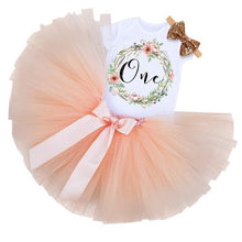 Load image into Gallery viewer, Modern New Baby Girls Outfits for 1st First Birthday Party Romper and Headband 3Pcs Suit For Girls
