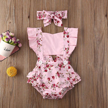 Load image into Gallery viewer, Luxury Modern Newborn Baby Girl Clothes Polka Dot Print Flower Fly Sleeve Romper Jumpsuit Headband 2Pcs Outfits For Girls

