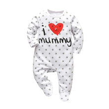 Load image into Gallery viewer, Newborn Baby Rompers Pajama Cotton Cute Letter I Love Daddy and Mummy Long Sleeve rompers Clothes For Baby Kids
