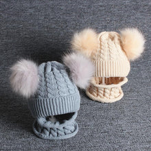 Load image into Gallery viewer, Cute Baby Hat &amp; Scarf Set Pompom Infant Baby Girl Winter Hat For Kids Warm Knitted for Girls
