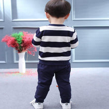 Load image into Gallery viewer, Baby Boy Cartoon Cute Bear Striped Printed Cotton Long Sleeve Two-piece Clothes Set For Boys Kids
