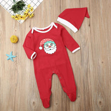 Load image into Gallery viewer, Newborn Girl Boy Autumn Santa Claus Long Sleeve Dot Bandage  Romper Jumpsuit Hat For Christmas Made For Girls and Boys
