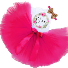 Load image into Gallery viewer, Modern New Baby Girls Outfits for 1st First Birthday Party Romper and Headband 3Pcs Suit For Girls
