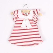 Load image into Gallery viewer, Children's Wear Dress Girls  Dresses For Party and Wedding with 100% Cotton Striped Lapel Fly Sleeves
