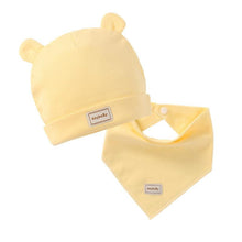 Load image into Gallery viewer, Cute Kids Hat with Bibs Candy Solid Colors for Boys and Girls Beanies Hats Cotton new Born Baby caps &amp; Bibs
