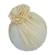 Load image into Gallery viewer, Handmade Pleated Flower Babies' Knitted Cotton Cloth Turban For Baby Girls In Elegant Style
