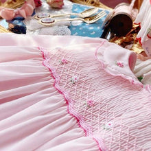 Load image into Gallery viewer, Handmade Luxury Interesting Baby Girl Spring Autumn Long Sleeve Pink Handmade Smoking Dress
