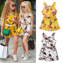 Load image into Gallery viewer, Modern Luxury Girl Clothes Kids Baby Girls Floral Jumpsuit Sleeveless Romper Clothes Outfits Set Dress For Girls In Floral Modern Summer Design
