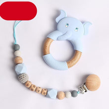 Load image into Gallery viewer, Modern Luxury Pacifier Clip Chain Beech Beads Silicone Elephant Pendant Baby Teething Nursing Clips Chain For Baby
