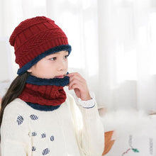 Load image into Gallery viewer, Knitted Baby Hats  Cap and Scarf Turban Beanie Cotton Warm Wool Fur Caps Soft Hat For Childern Girl And Boys

