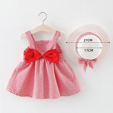 Load image into Gallery viewer, Luxury Modern Baby Girls Dresses With Hat 2pcs Clothes Sets Kids Clothes Baby Sleeveless Dress Print Floral Fruit Design Style
