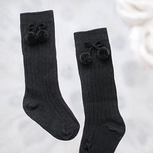 Load image into Gallery viewer, Luxury Modern Autumn Winter Baby Children Cherry Hair Ball Knee High Socks. Kid Cherry Knitted Sock For Kids

