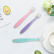 Load image into Gallery viewer, Baby Soft Silicone Spoon  Color Temperature Sensing Spoon Children Food For Baby Boys Or Girls Feeding Tools
