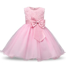 Load image into Gallery viewer, Luxury Modern Designer Baby Girls Flower Gowns Baptism Princess tutu Birthday Dress WIth Big Bow On Back
