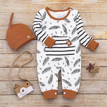 Load image into Gallery viewer, Modern Newborn Baby Boy Clothes Feather T shirt Tops Strip Pants Set For Kids
