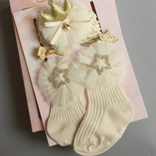 Load image into Gallery viewer, 4PCS/SET Newborn Baby Girl Socks Ankle Princess Anti Slip Socks+Headband+Hair Pin For Baby
