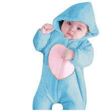 Load image into Gallery viewer, New Trend Cozy Warm Winter Newborn Zipper Heart Fleece Climbing Hooded Romper Baby Suit Outwear Jumpsuit For Baby Boys And Girls
