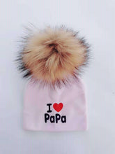 Load image into Gallery viewer, Newborn Cotton Hats Baby Pom Pom Childre Infant Hats For BabY Boys and Girls Wth Printed "I love mama " and " Design

